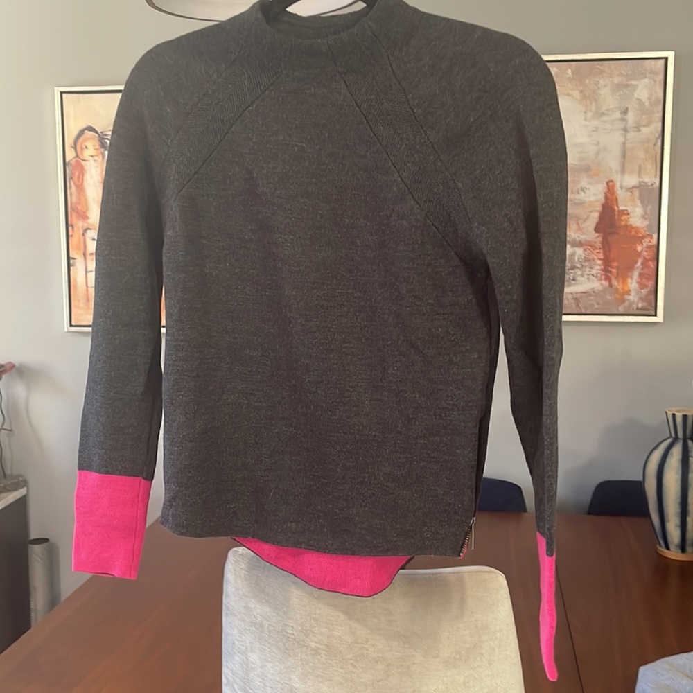 Armani Exchange Womens sweater. Dark grey and hot pink. Size S